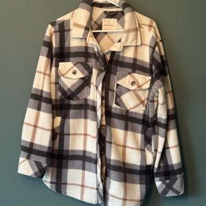 Thread & Supply Cream and Brown Shirt Jacket Shaket